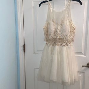 White and gold short dress